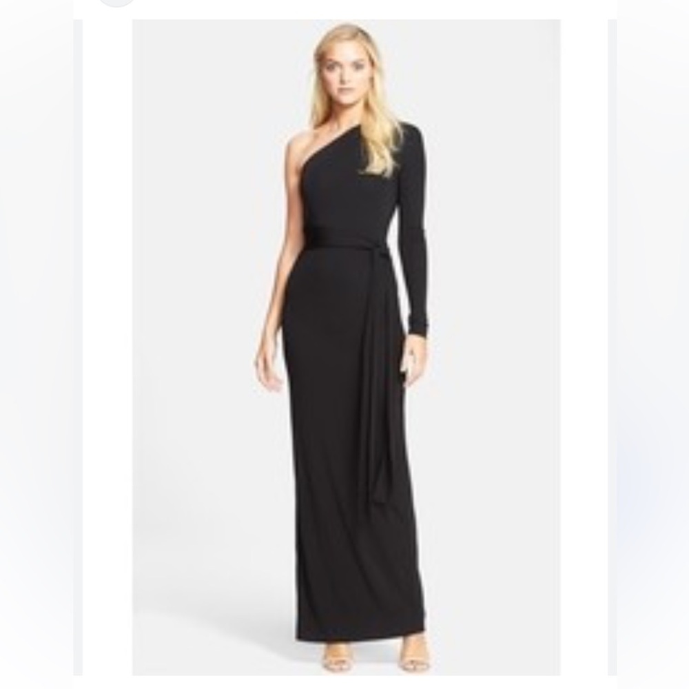NWT DVF‎ Coco Maxi Dress, One Shoulder, Black